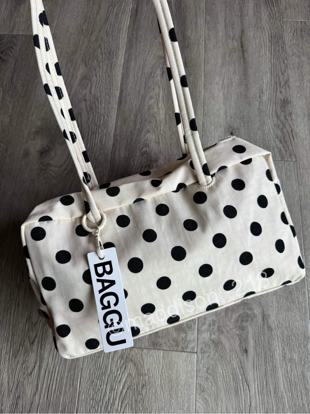 Baggu Polka Dot Bowler Bag Cream Black Urban Outfitters New with Tags - Picture 12 of 12